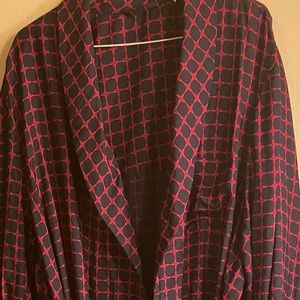 Red and Black 100% Silk Unisex Robe XL